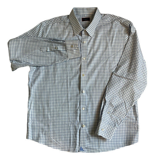 UNTUCKit Delaney Wrinkle Free Button Front Shirt Blue White Size XL - Picture 2 of 7